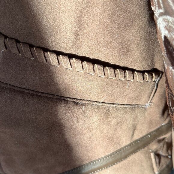 Free People Andies Vegan Moto Jacket We The Free Faux Fur Brown Floral - Picture 8 of 9